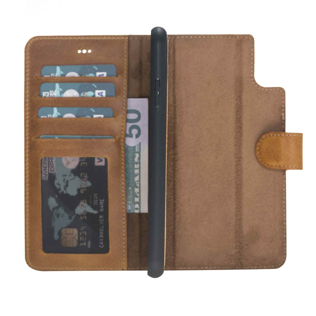 iPhone XS Max Amber Leather Detachable 2-in-1 Wallet Case with Card Holder - Hardiston - 3