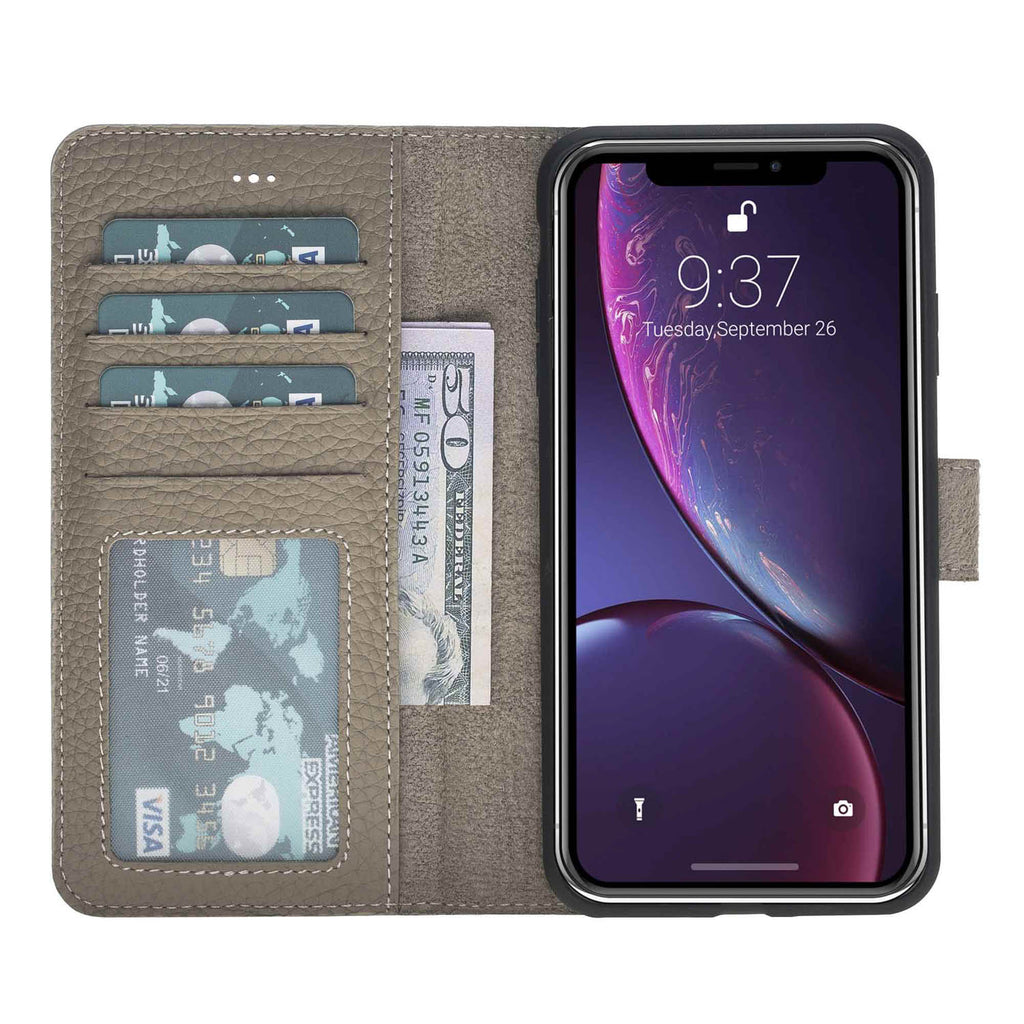 iPhone XS Max Beige Leather Detachable 2-in-1 Wallet Case with Card Holder - Hardiston - 1