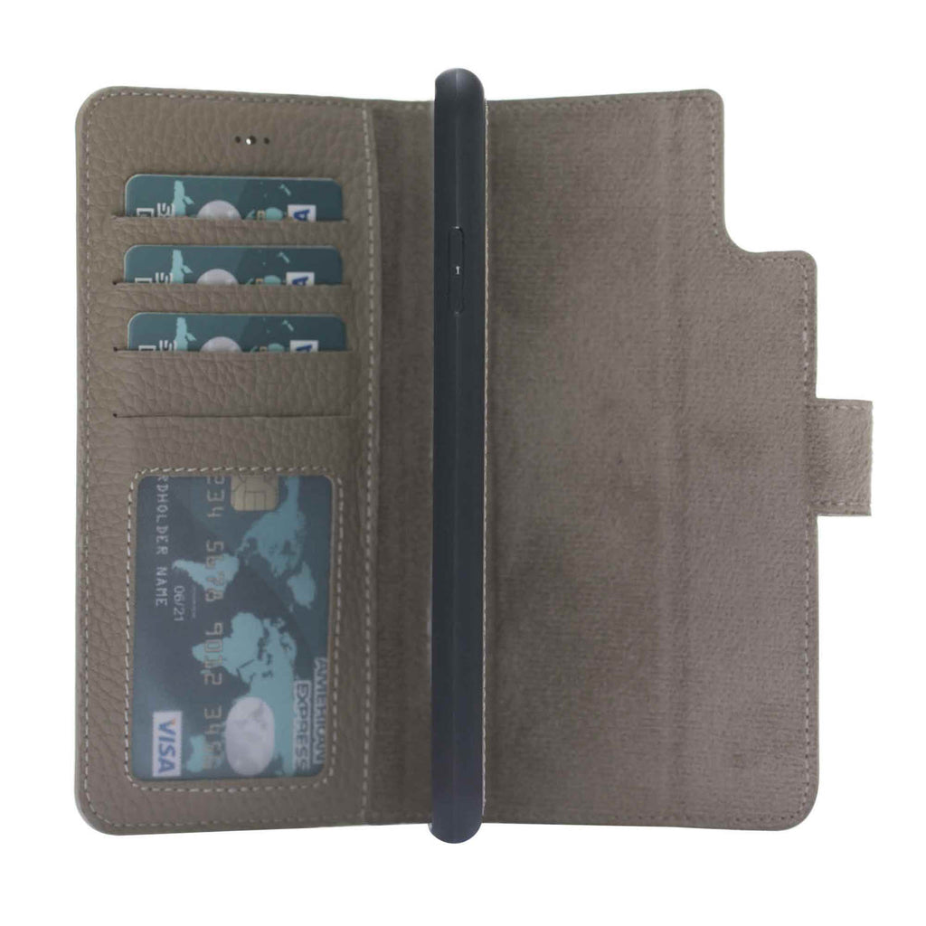 iPhone XS Max Beige Leather Detachable 2-in-1 Wallet Case with Card Holder - Hardiston - 3