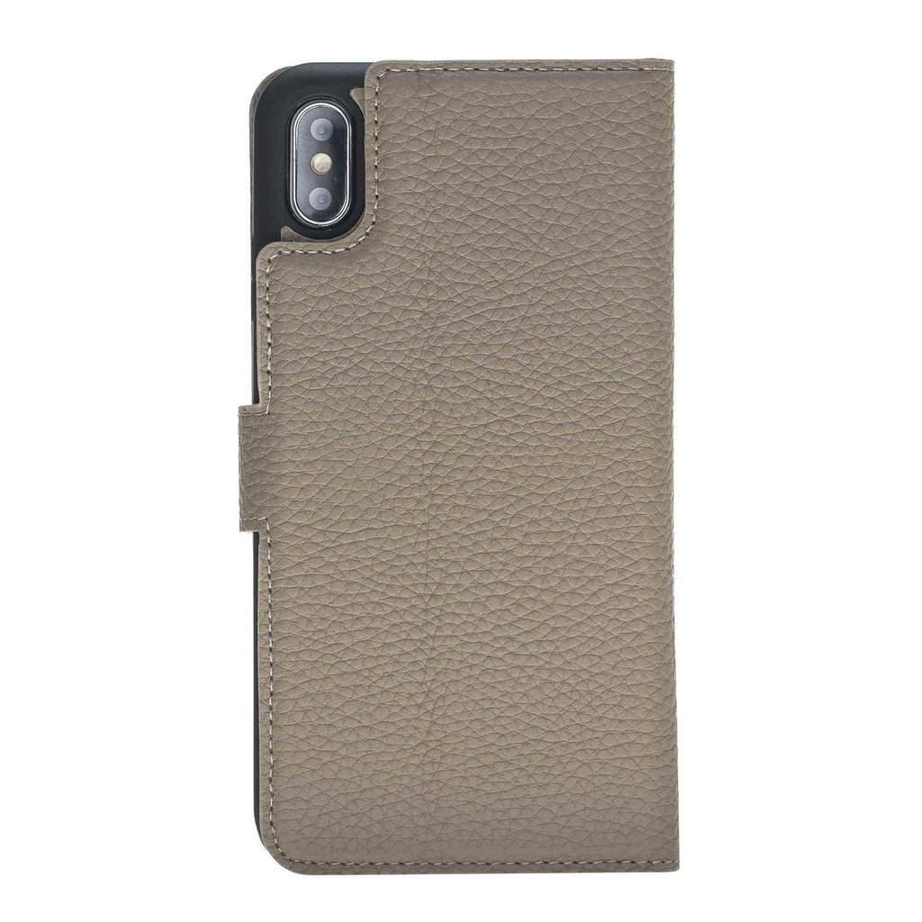 iPhone XS Max Beige Leather Detachable 2-in-1 Wallet Case with Card Holder - Hardiston - 5