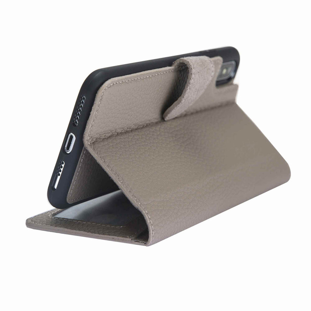 iPhone XS Max Beige Leather Detachable 2-in-1 Wallet Case with Card Holder - Hardiston - 8