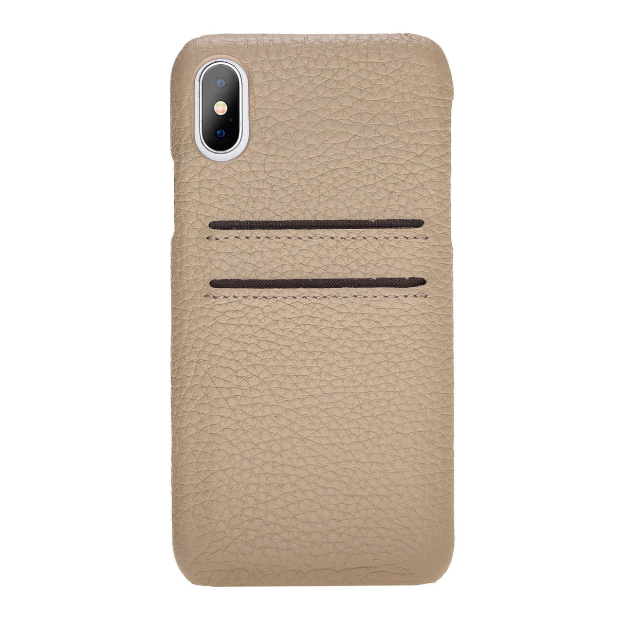 iPhone XS Max Beige Leather Snap-On Case with Card Holder - Hardiston - 2