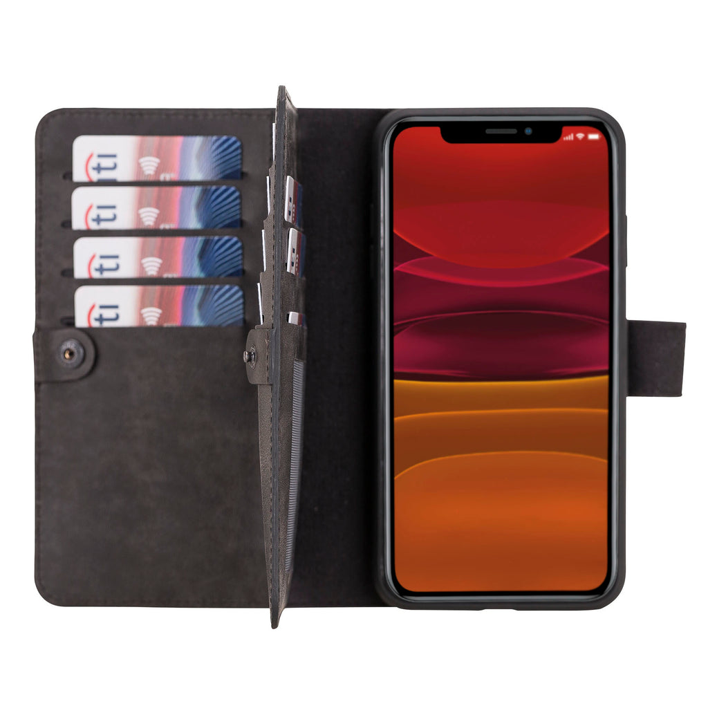 iPhone XS Max Black Leather Detachable Dual 2-in-1 Wallet Case with Card Holder - Hardiston - 1