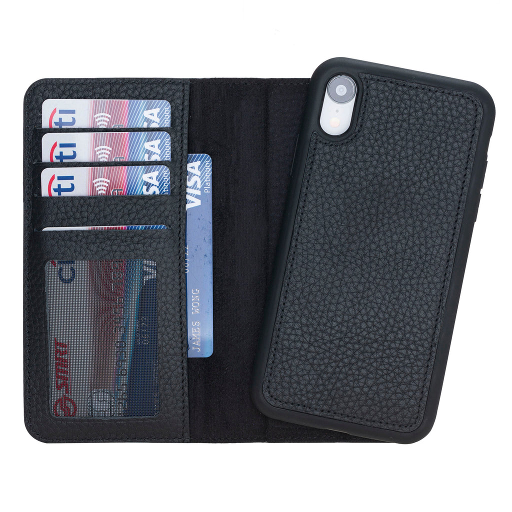 iPhone XS Max Black Leather Detachable 2-in-1 Wallet Case with Card Holder - Hardiston - 2