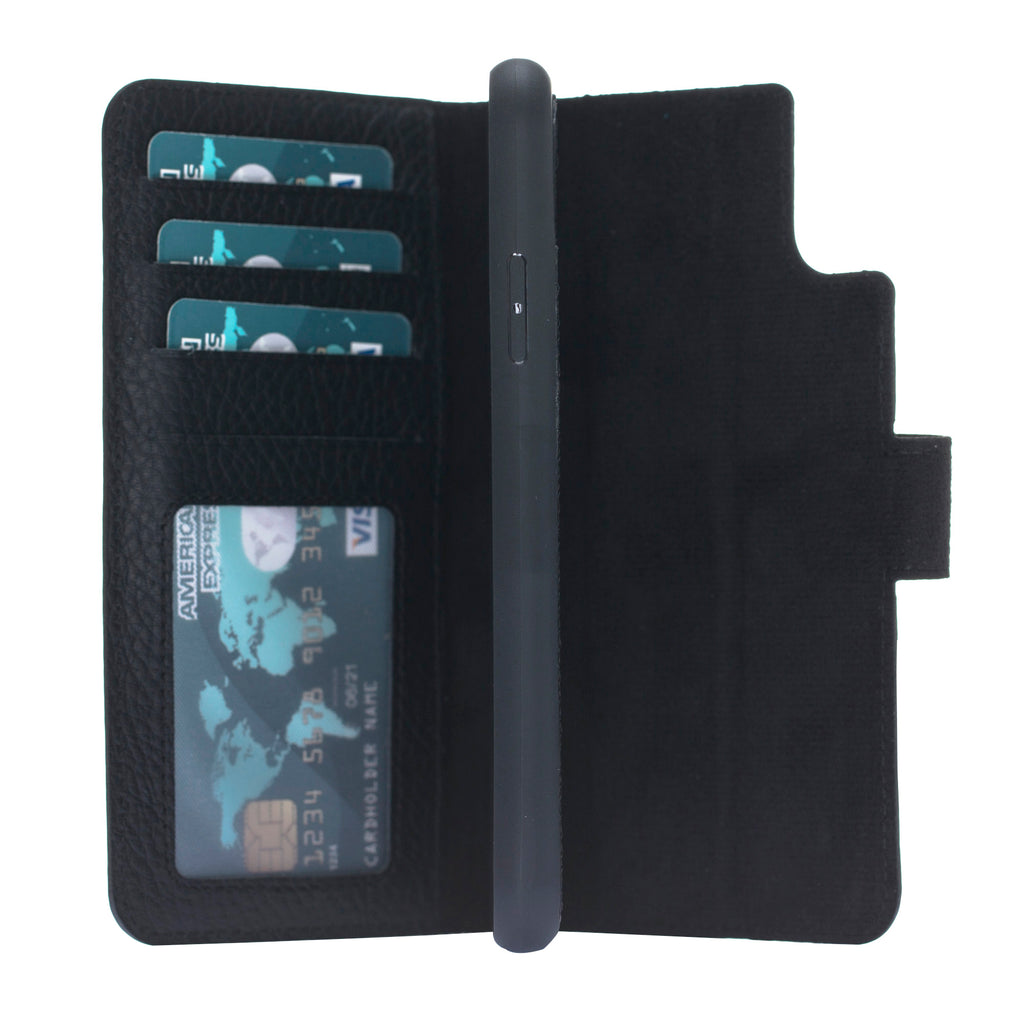 iPhone XS Max Black Leather Detachable 2-in-1 Wallet Case with Card Holder - Hardiston - 3