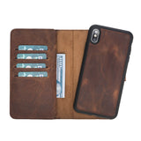 iPhone XS Max Brown Leather Detachable Dual 2-in-1 Wallet Case with Card Holder - Hardiston - 4