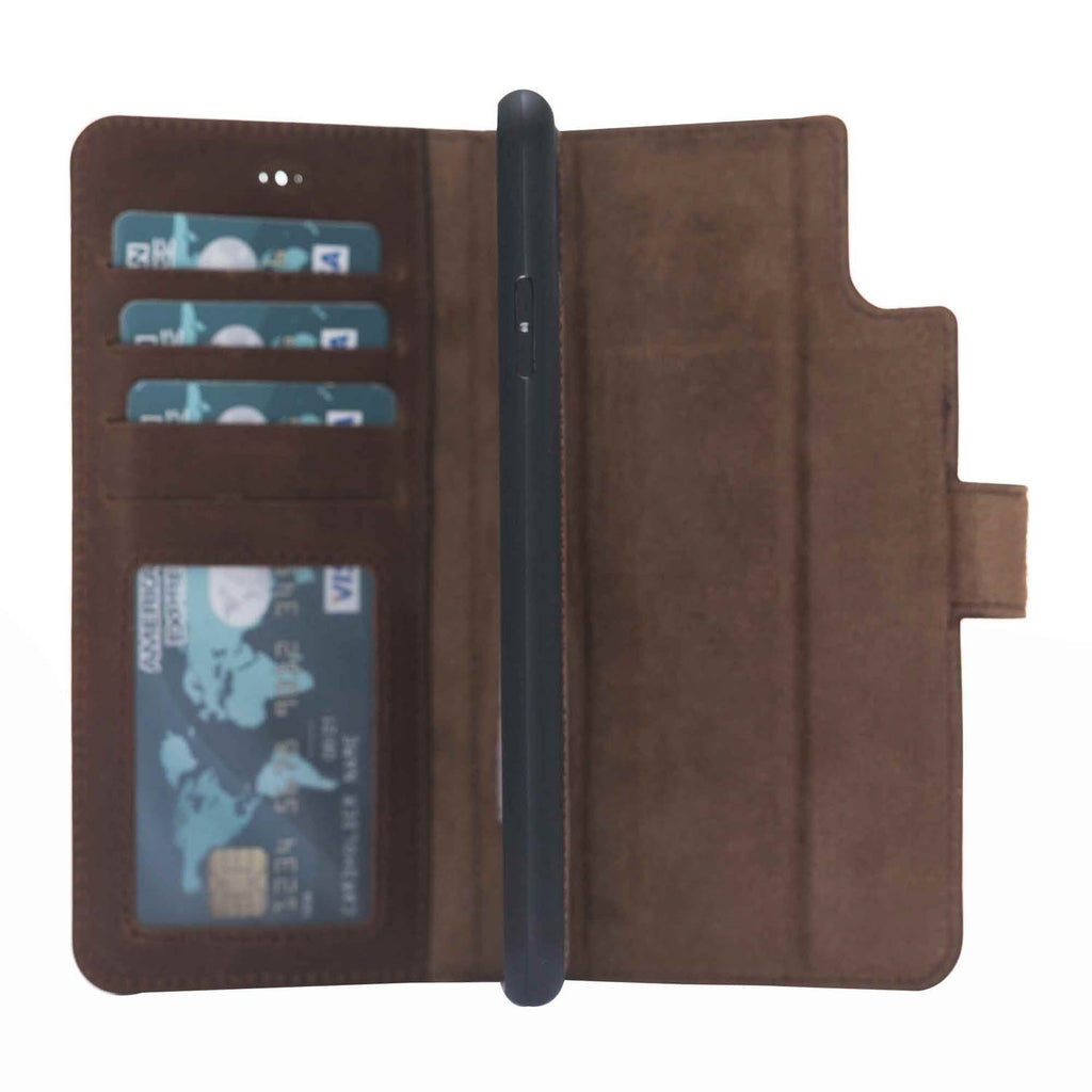 iPhone XS Max Brown Leather Detachable 2-in-1 Wallet Case with Card Holder - Hardiston - 3
