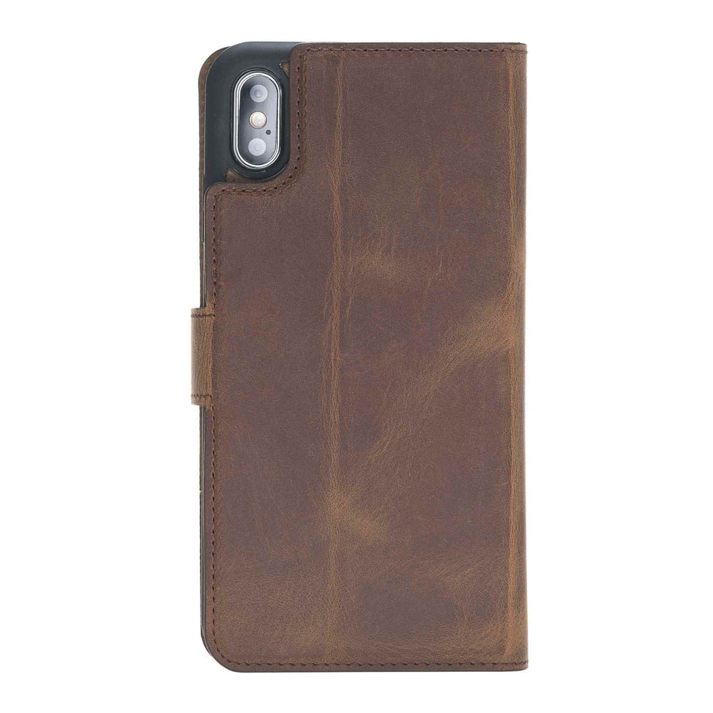 iPhone XS Max Brown Leather Detachable 2-in-1 Wallet Case with Card Holder - Hardiston - 5