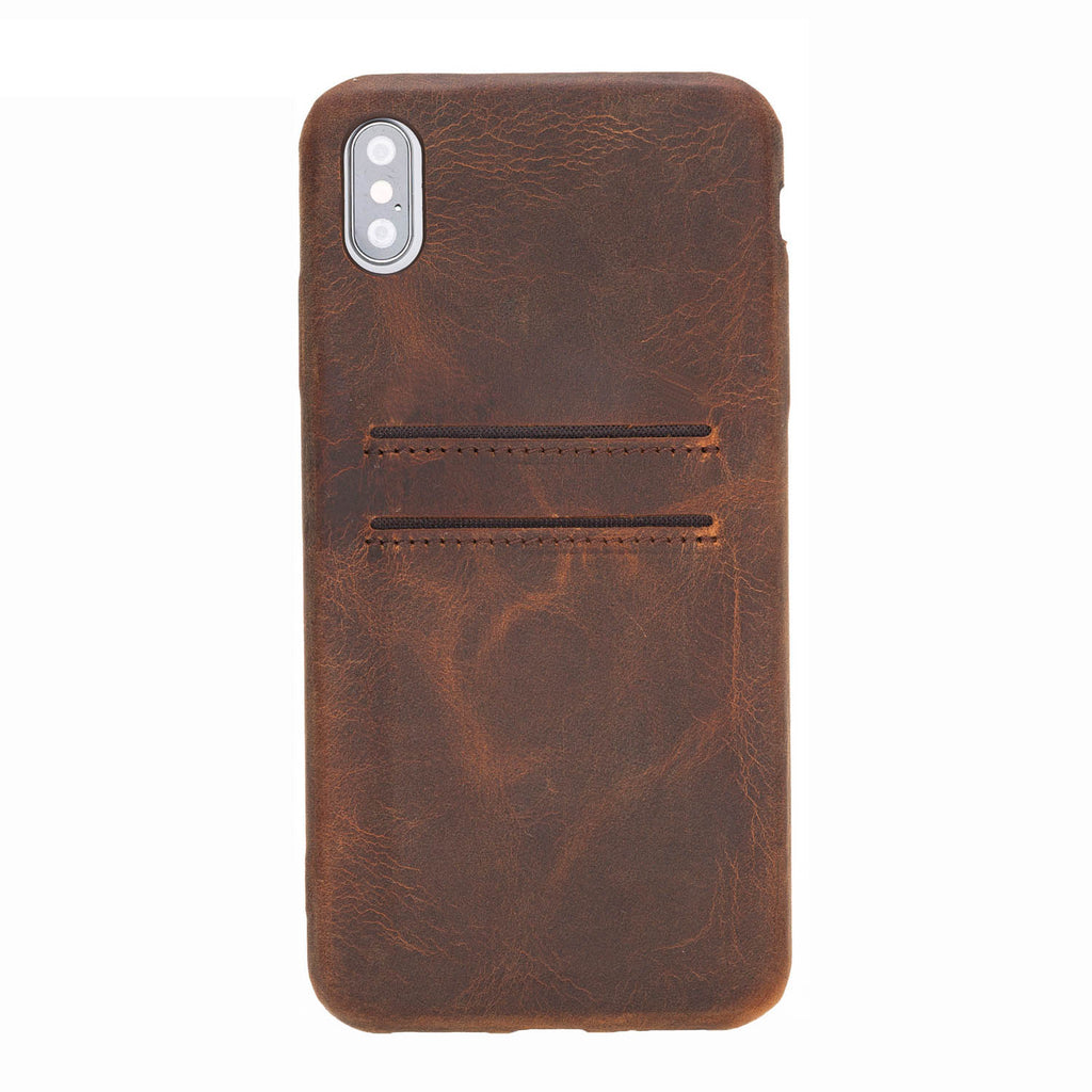 iPhone XS Max Brown Leather Snap-On Case with Card Holder - Hardiston - 2