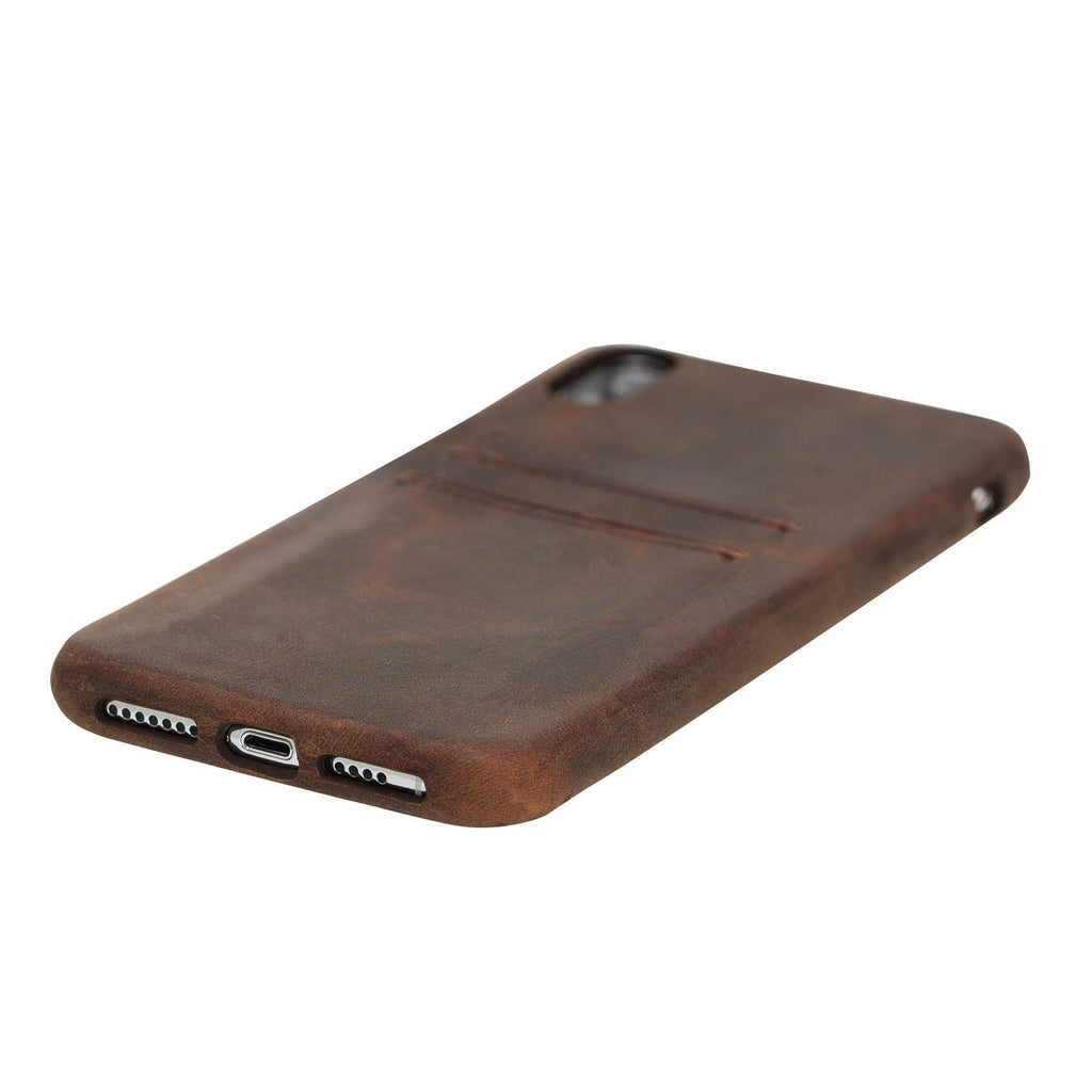 iPhone XS Max Brown Leather Snap-On Case with Card Holder - Hardiston - 5