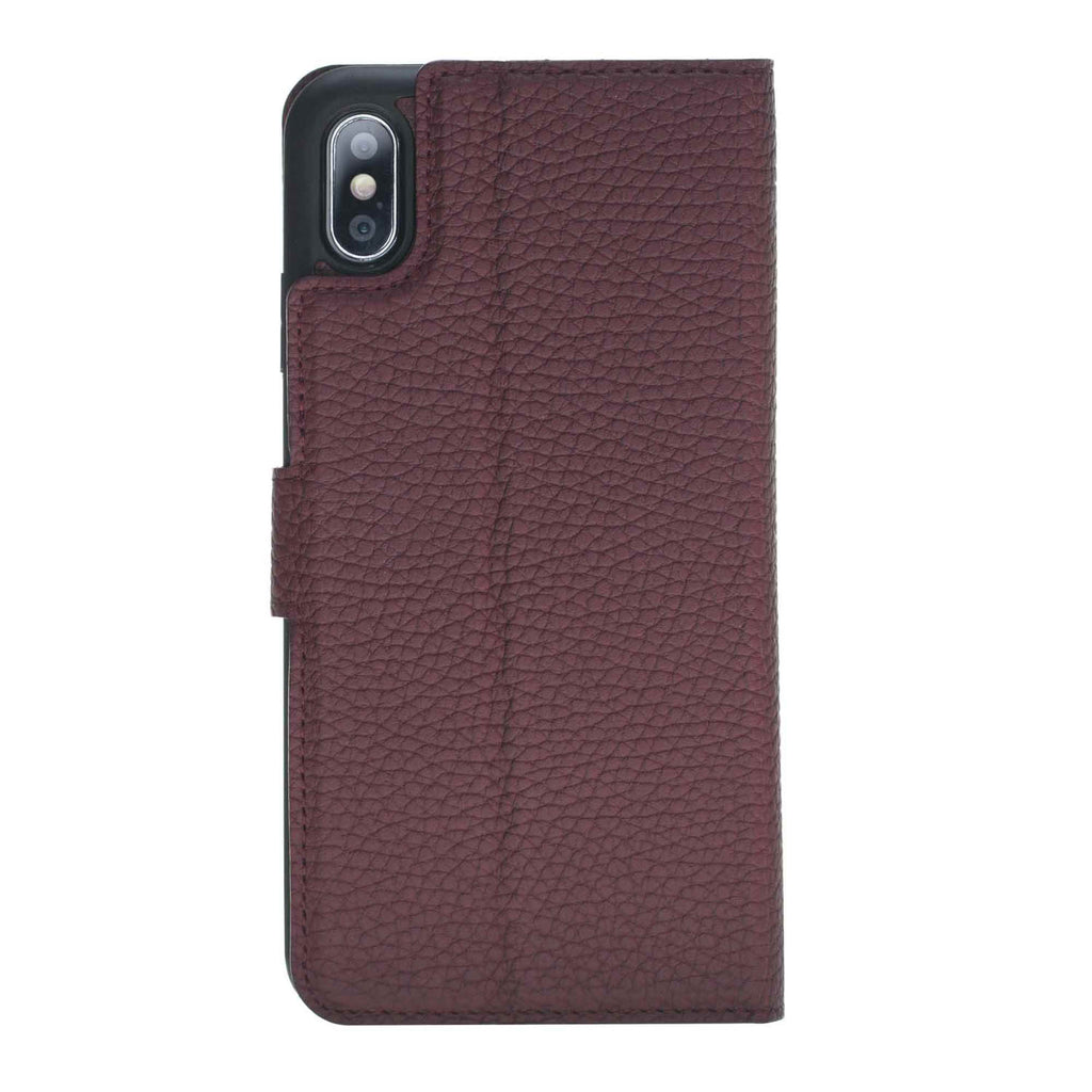 iPhone XS Max Burgundy Leather Detachable 2-in-1 Wallet Case with Card Holder - Hardiston - 5