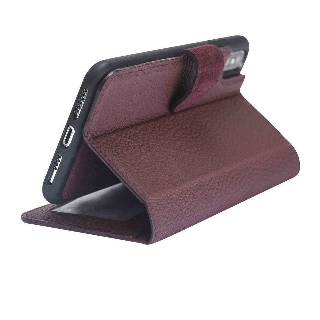 iPhone XS Max Burgundy Leather Detachable 2-in-1 Wallet Case with Card Holder - Hardiston - 8