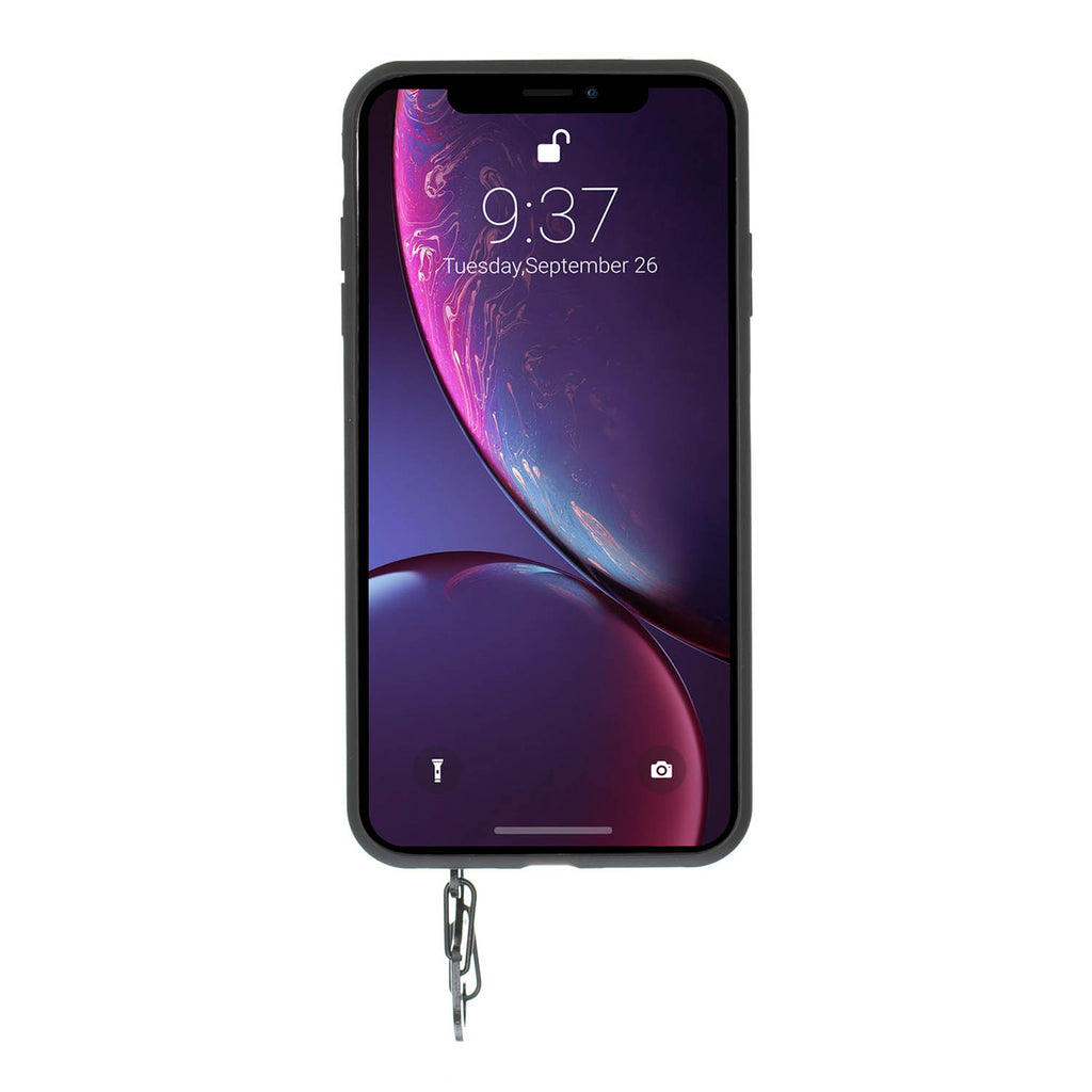 iPhone XS Max Burgundy Leather Snap-On Card Holder Case with Back Strap - Hardiston - 3