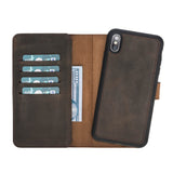 iPhone XS Max Mocha Leather Detachable Dual 2-in-1 Wallet Case with Card Holder - Hardiston - 4