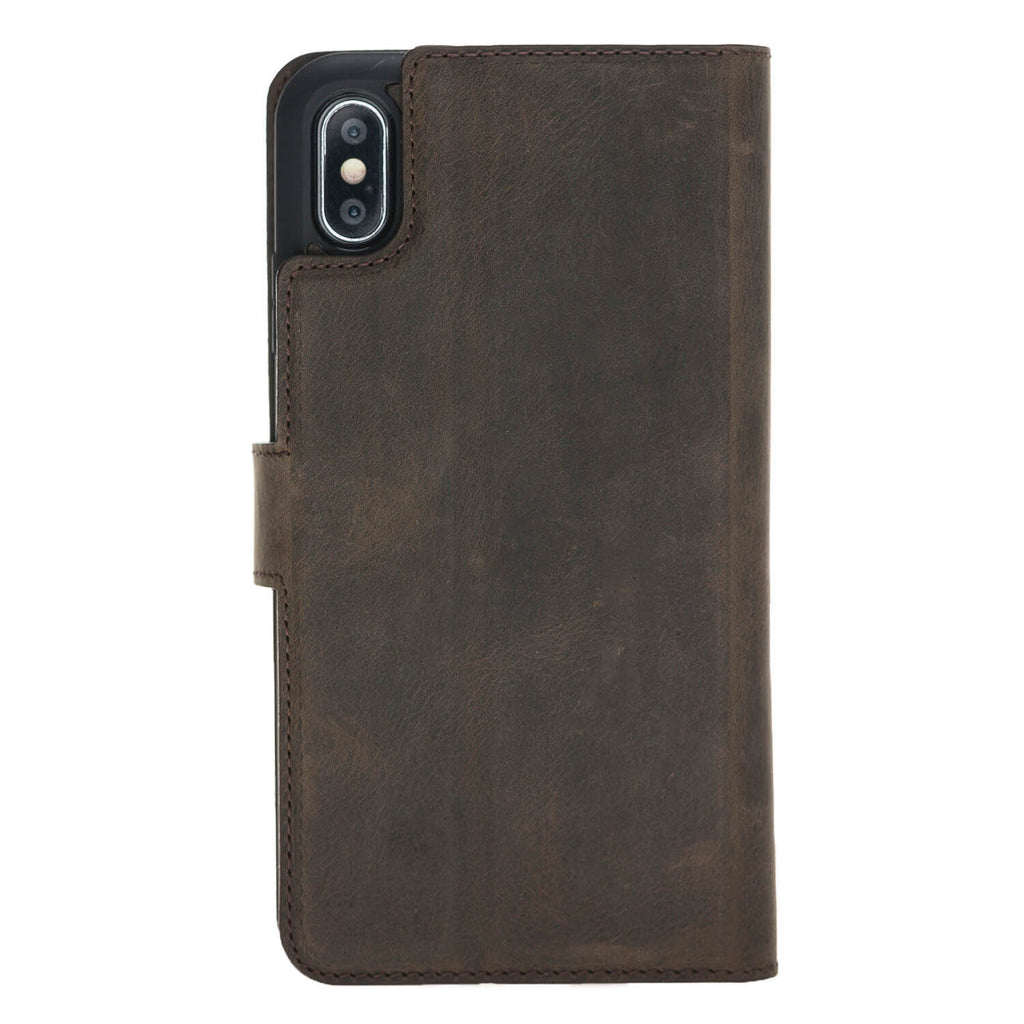 iPhone XS Max Mocha Leather Detachable Dual 2-in-1 Wallet Case with Card Holder - Hardiston - 6