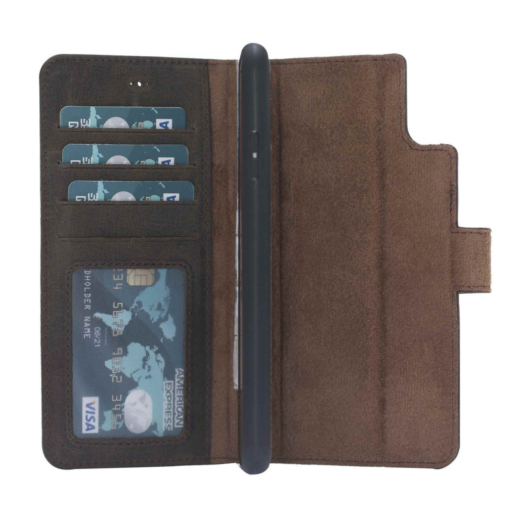 iPhone XS Max Mocha Leather Detachable 2-in-1 Wallet Case with Card Holder - Hardiston - 3