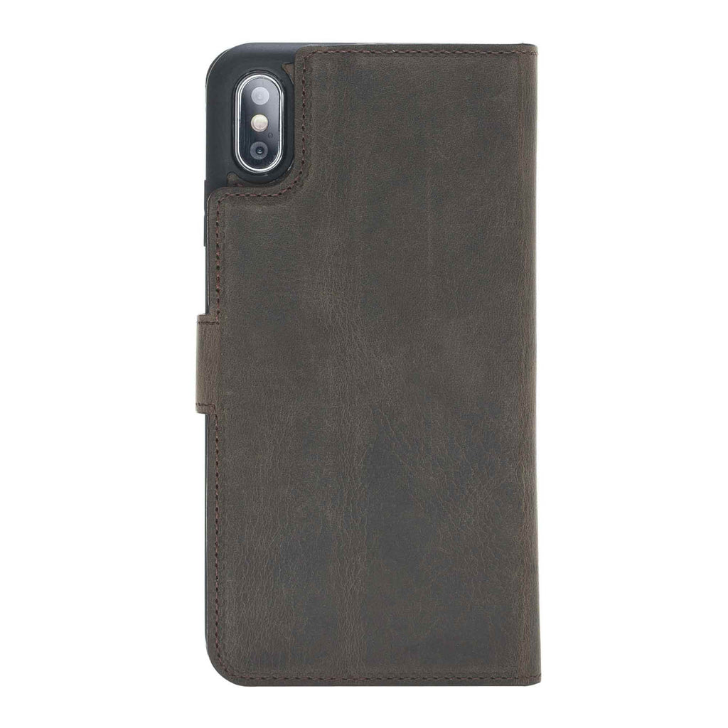 iPhone XS Max Mocha Leather Detachable 2-in-1 Wallet Case with Card Holder - Hardiston - 5