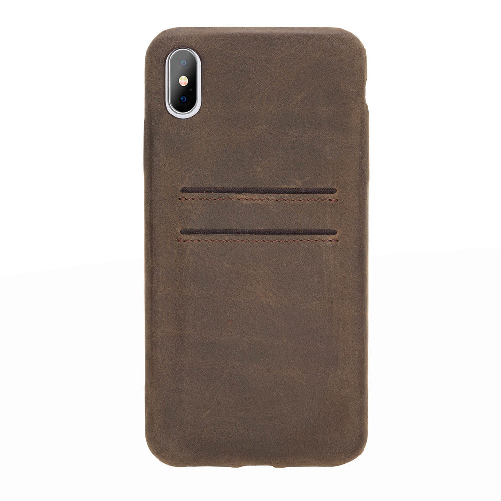iPhone XS Max Mocha Leather Snap-On Case with Card Holder - Hardiston - 2