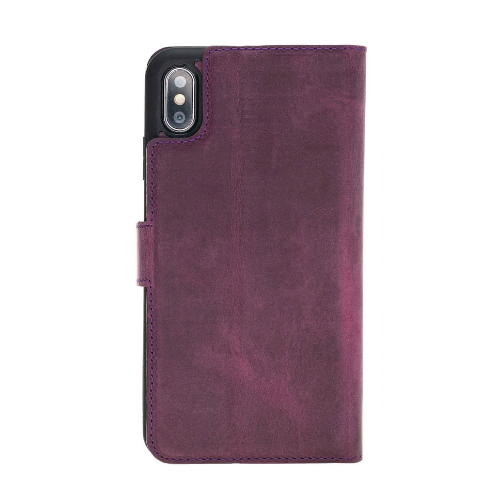 iPhone XS Max Purple Leather Detachable Dual 2-in-1 Wallet Case with Card Holder - Hardiston - 6