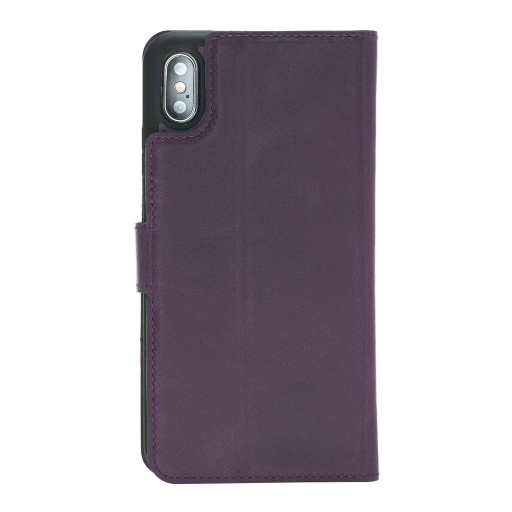 iPhone XS Max Purple Leather Detachable 2-in-1 Wallet Case with Card Holder - Hardiston - 5