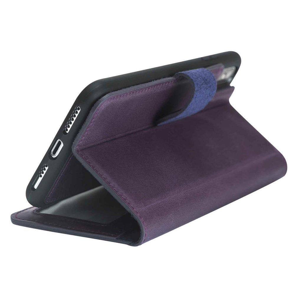 iPhone XS Max Purple Leather Detachable 2-in-1 Wallet Case with Card Holder - Hardiston - 8