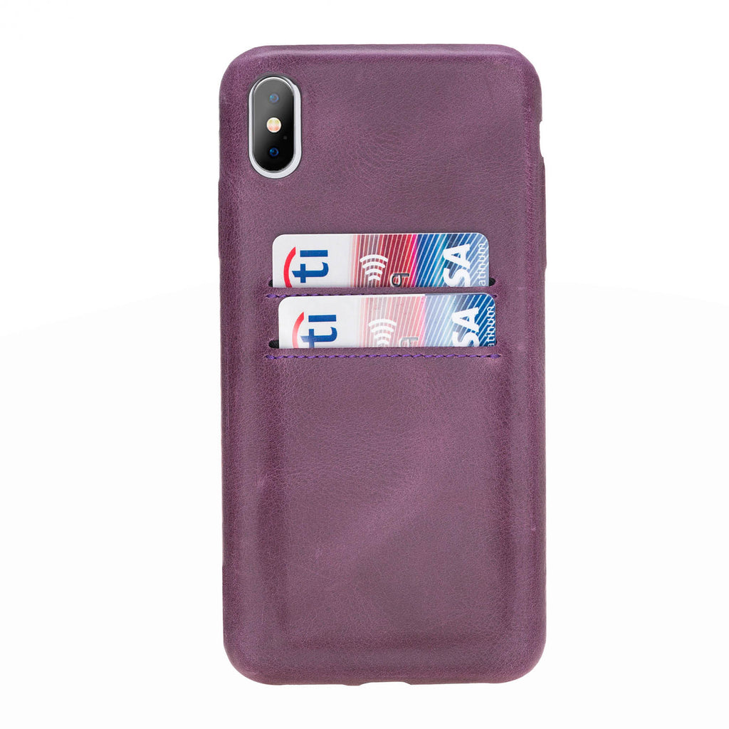 iPhone XS Max Purple Leather Snap-On Case with Card Holder - Hardiston - 1
