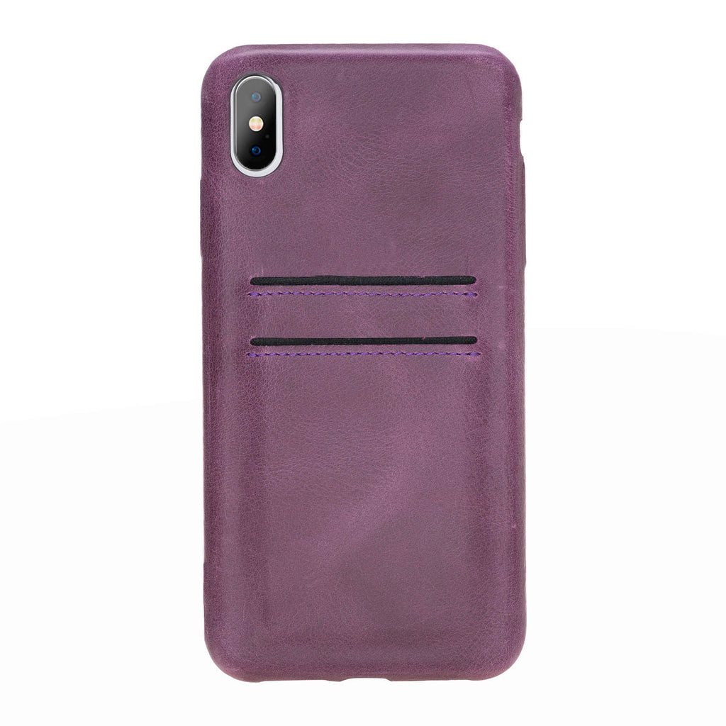 iPhone XS Max Purple Leather Snap-On Case with Card Holder - Hardiston - 2