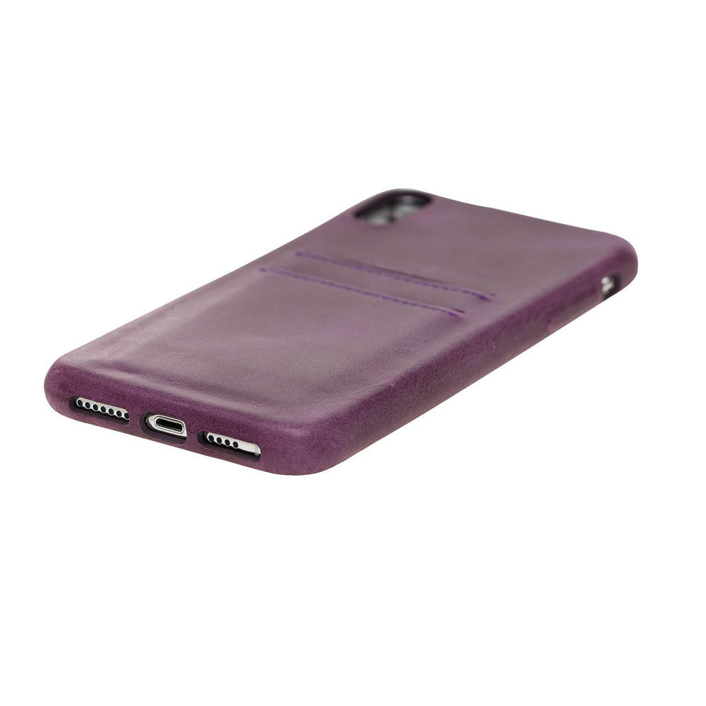 iPhone XS Max Purple Leather Snap-On Case with Card Holder - Hardiston - 5