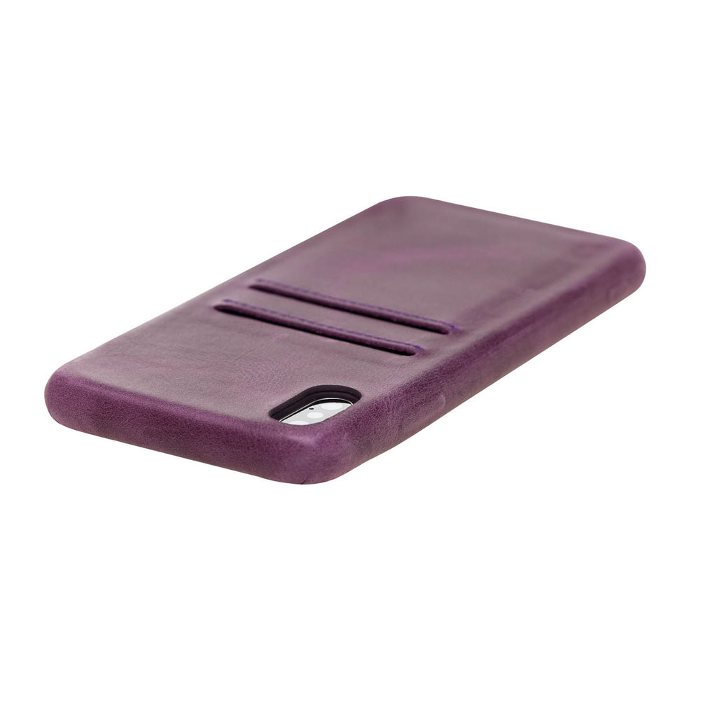 iPhone XS Max Purple Leather Snap-On Case with Card Holder - Hardiston - 7