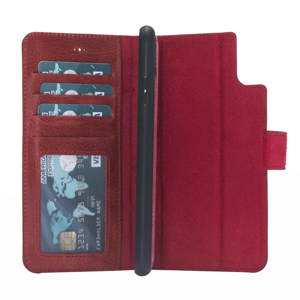 iPhone XS Max Red Leather Detachable 2-in-1 Wallet Case with Card Holder - Hardiston - 3