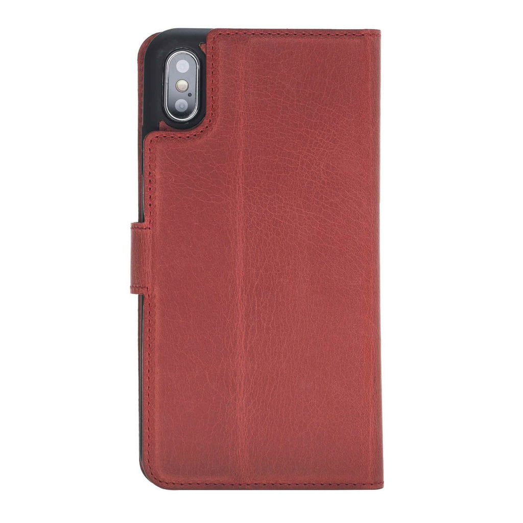 iPhone XS Max Red Leather Detachable 2-in-1 Wallet Case with Card Holder - Hardiston - 5