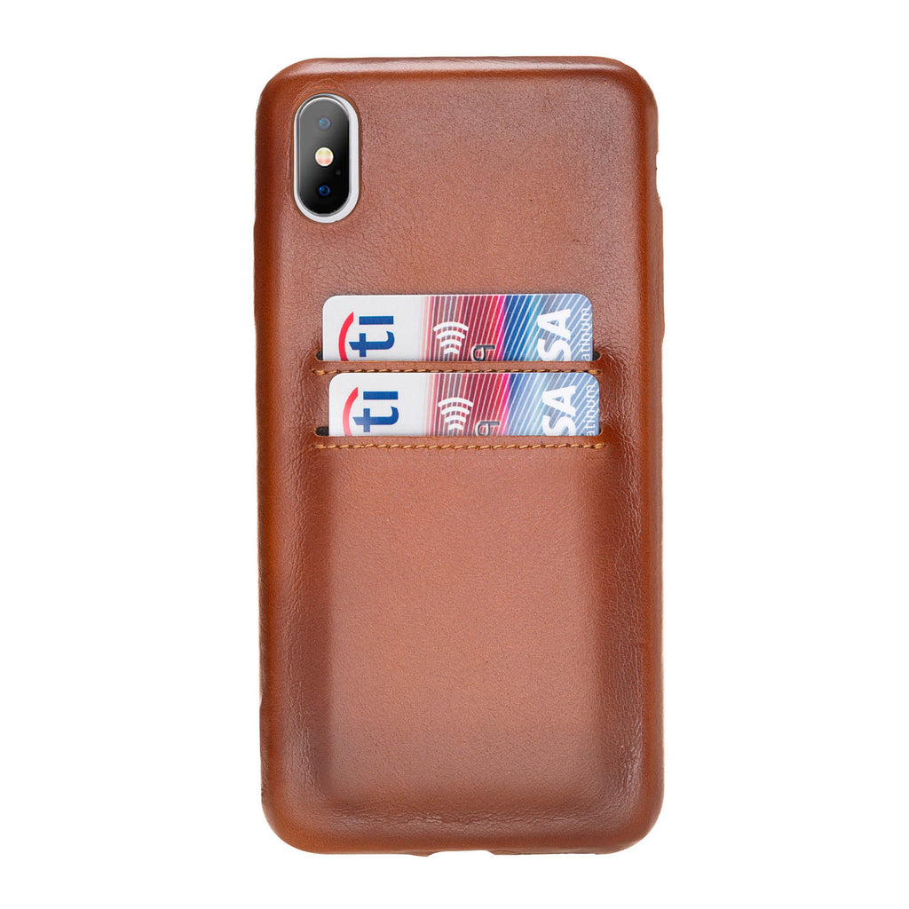 iPhone XS Max Russet Leather Snap-On Case with Card Holder - Hardiston - 1