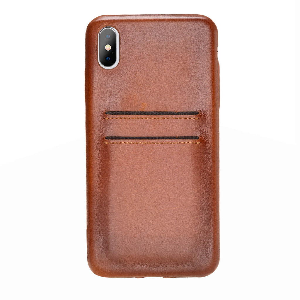 iPhone XS Max Russet Leather Snap-On Case with Card Holder - Hardiston - 2