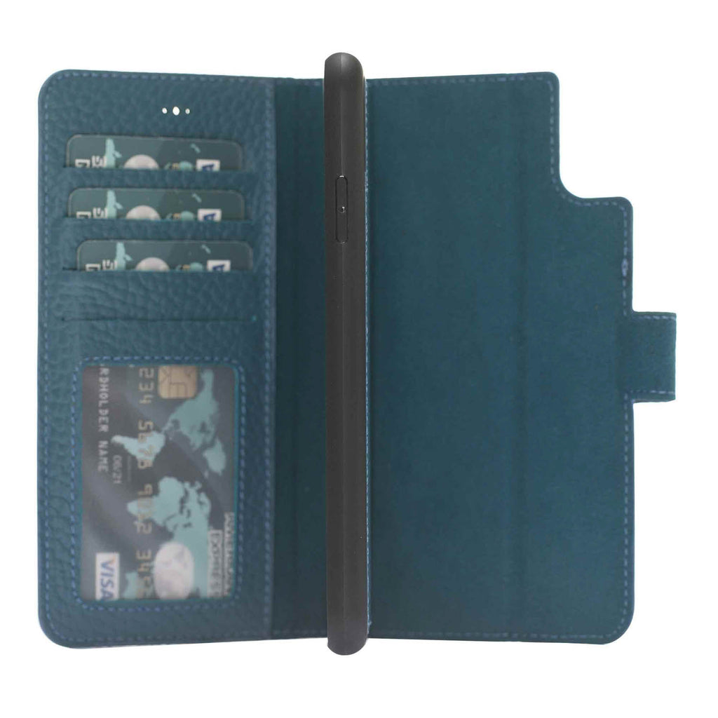 iPhone XS Max Turquoise Leather Detachable 2-in-1 Wallet Case with Card Holder - Hardiston - 3