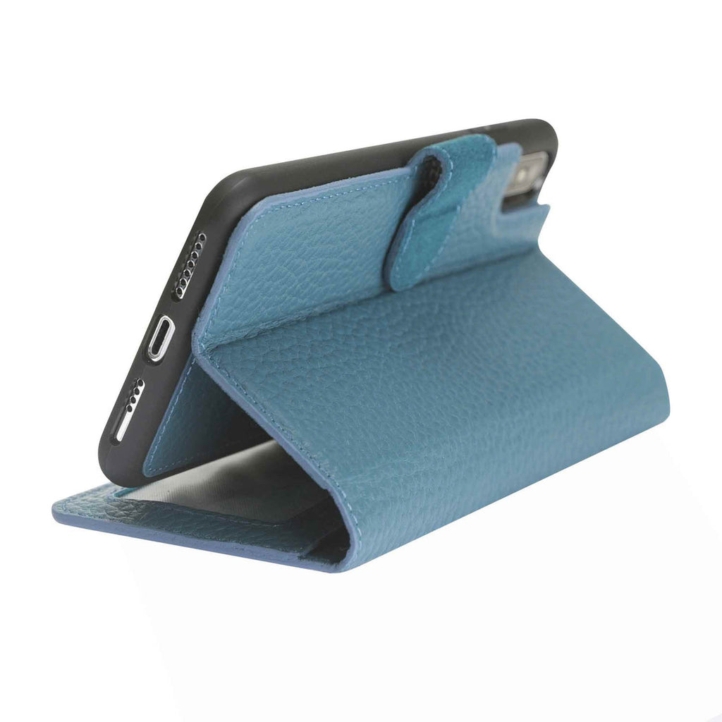 iPhone XS Max Turquoise Leather Detachable 2-in-1 Wallet Case with Card Holder - Hardiston - 8