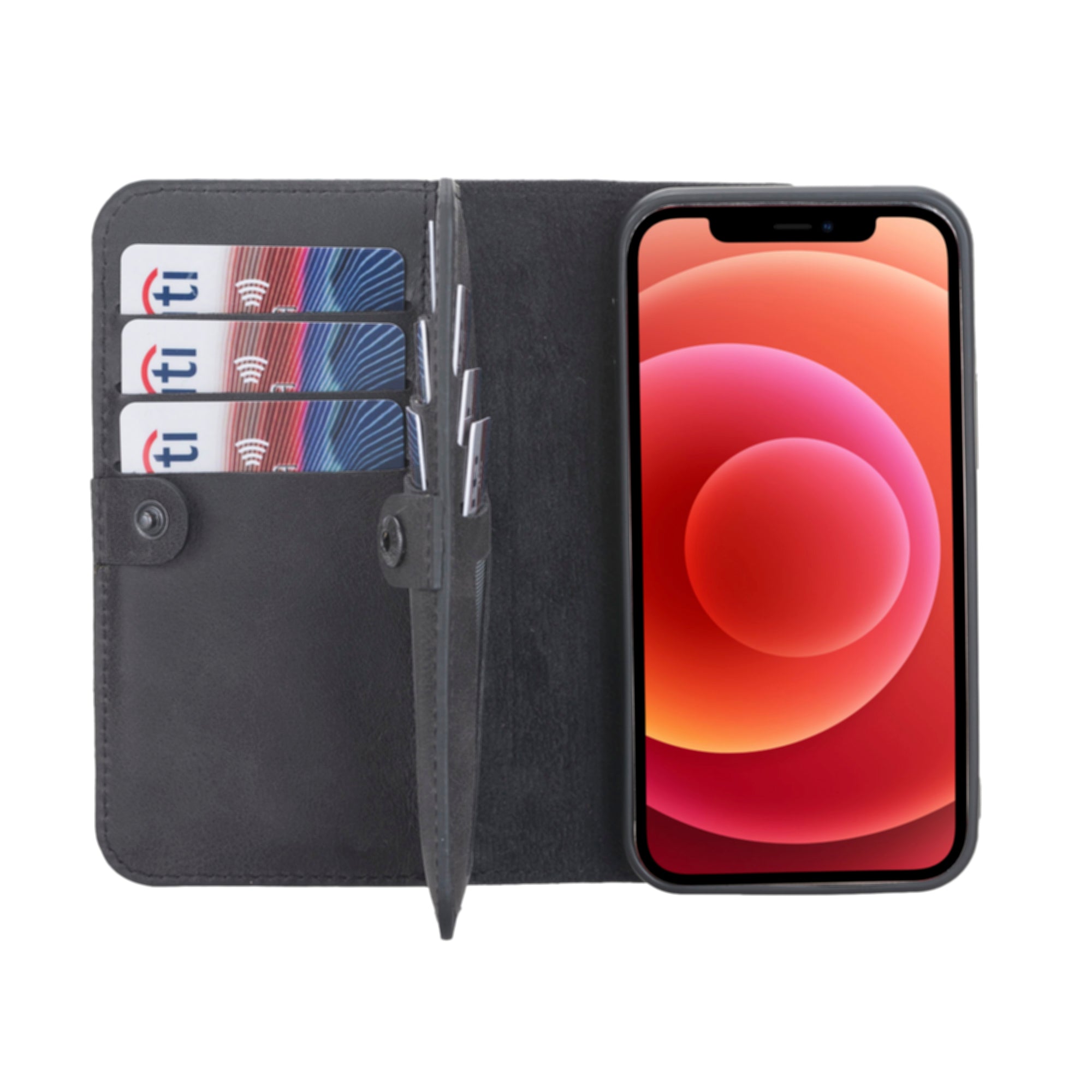 iPhone 12 Mini Double-Fold Leather Wallet Case | Hardiston