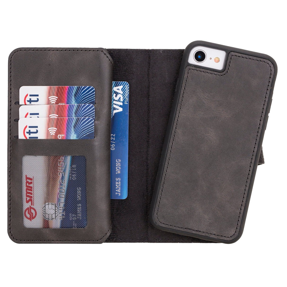 iPhone SE / iPhone 8 / iPhone 7 Dual Fold Magnetic Detachable Leather Wallet Case by Hardiston - premium iPhone 7 - 8 - SE Cases