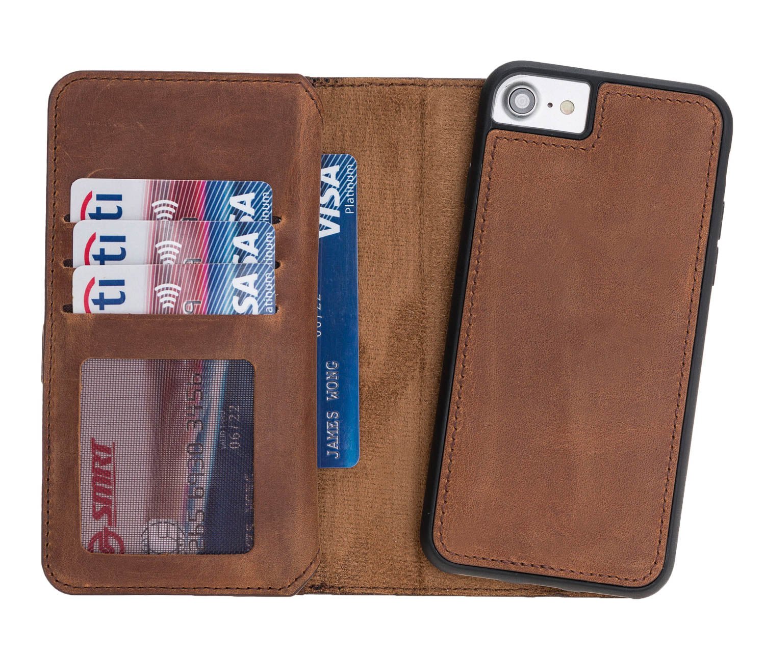 iPhone SE / 8 / 7, 2-in-1 Leather Wallet Case | Hardiston