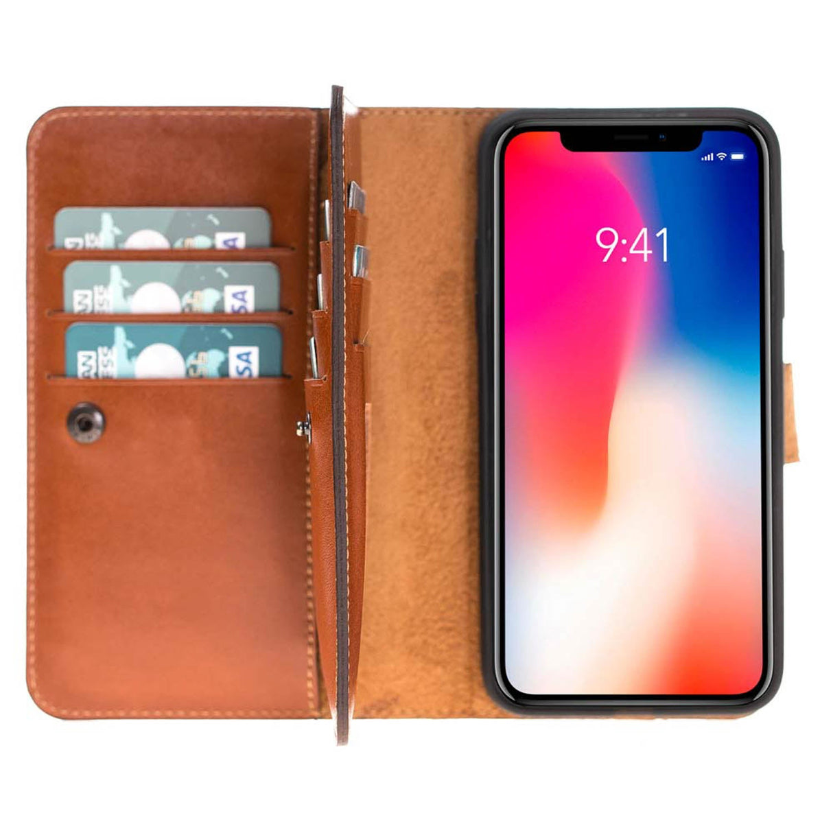 iPhone X / XS Dual Fold Magnetic Detachable Leather Wallet Case by Hardiston - premium iPhone 10 (X) Cases