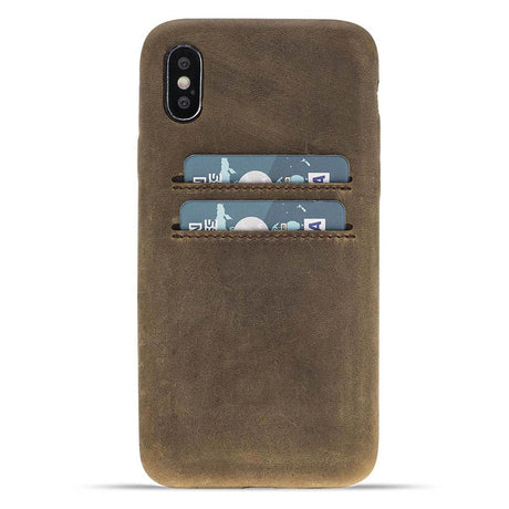iPhone X / XS Snap - on Full Cover Leather Case with Credit Card Slots by Hardiston - premium iPhone 10 (X) Cases