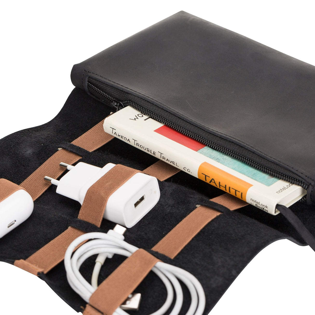Leather Cable Organizer & Charger Pouch by Hardiston - premium Cable Organizers