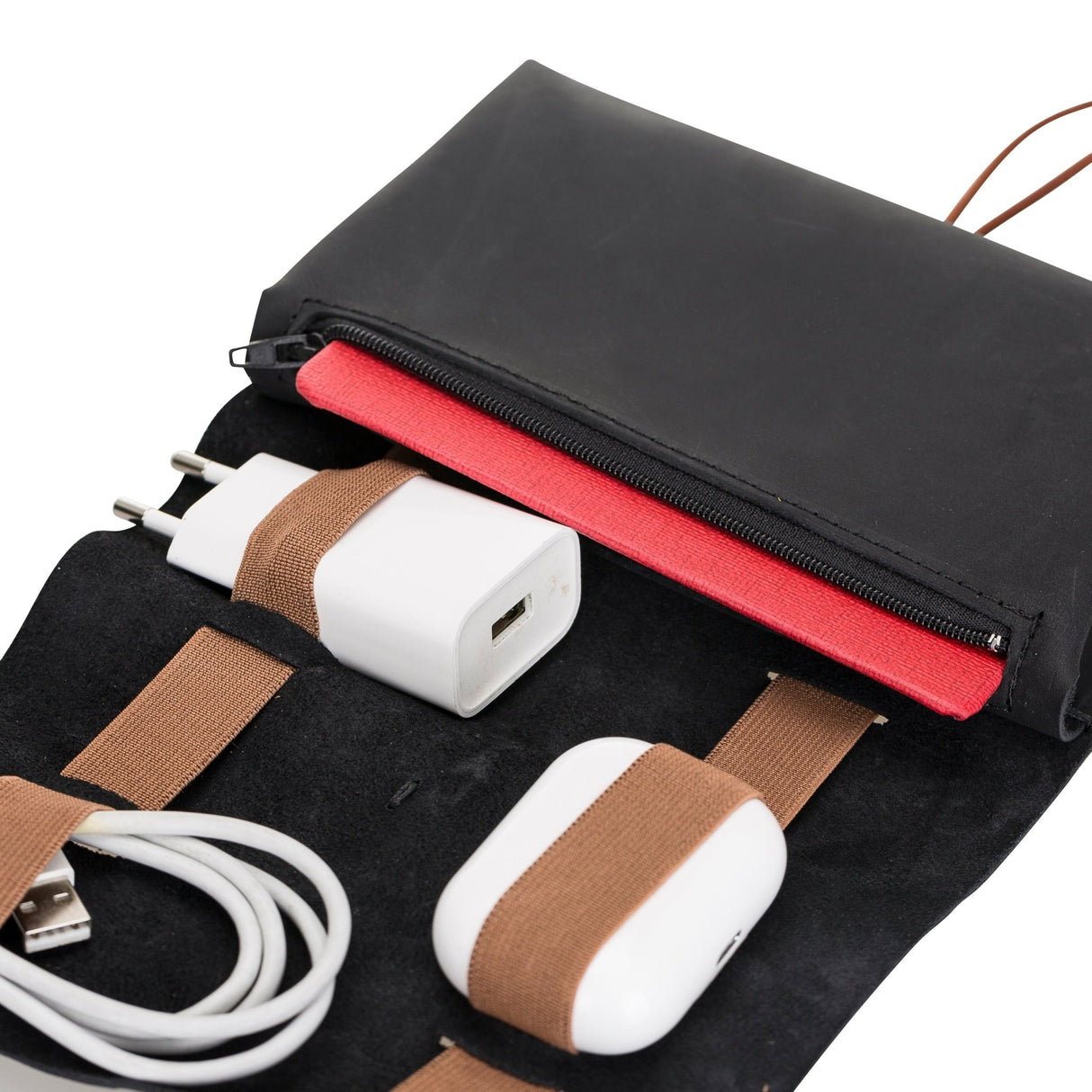 Leather Cable Organizer & Charger Pouch by Hardiston - premium Cable Organizers