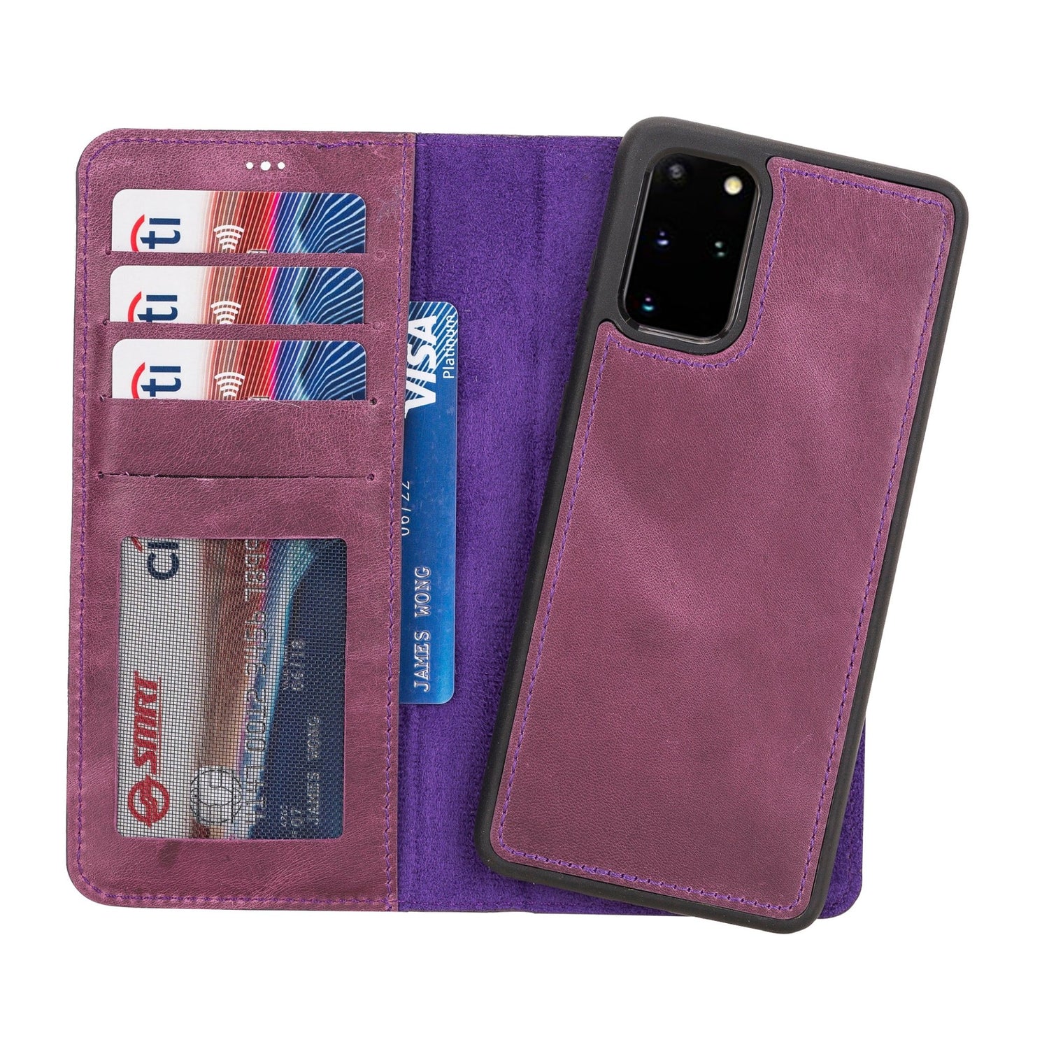 Samsung Galaxy S20 Plus Magnetic Detachable Leather Wallet Case Purple Samsung Galaxy S20 Plus Magnetic Detachable Leather Wallet Case Purple