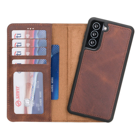 Samsung Galaxy S21 Magnetic Detachable Leather Wallet Case by Hardiston - premium Samsung S - 21 Cases