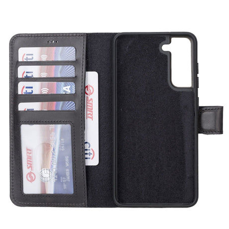 Samsung Galaxy S21FE Magnetic Detachable Leather Wallet Case by Hardiston - premium Samsung S - 21 Cases