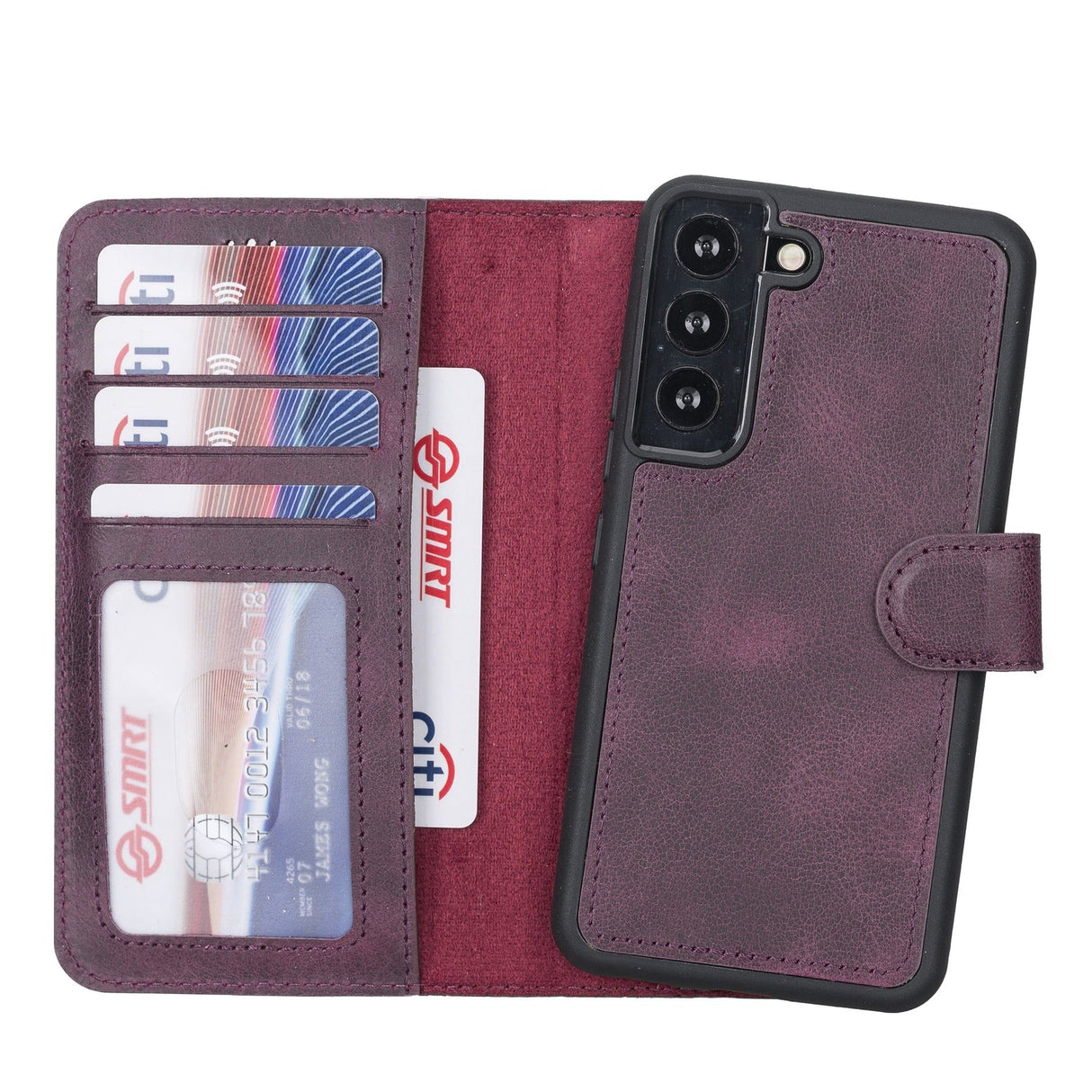 Samsung Galaxy S22 Magnetic Detachable Leather Wallet Case by Hardiston - premium Samsung S - 22 Cases