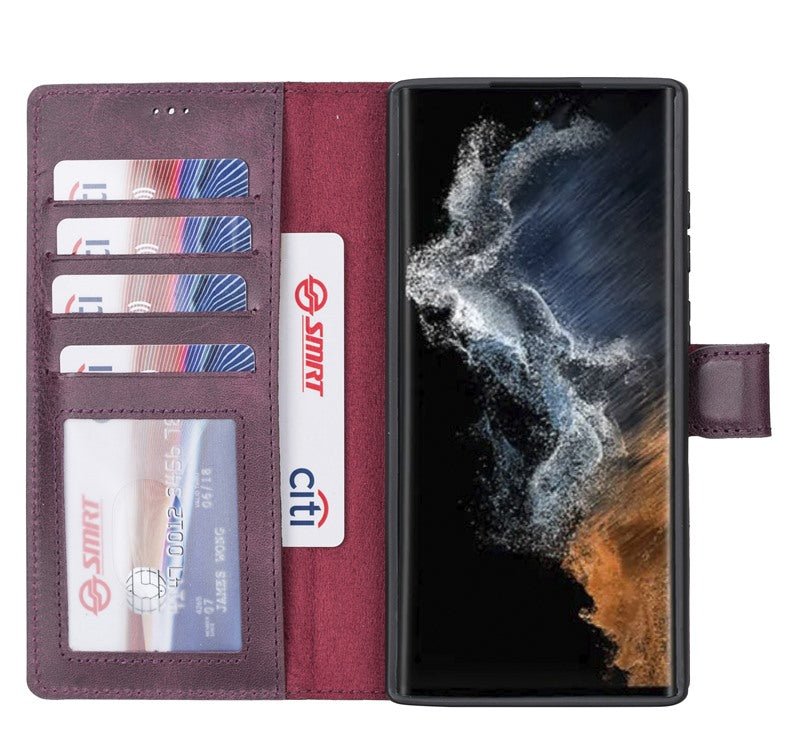 Samsung Galaxy S22 Ultra Magnetic Detachable Leather Wallet Case by Hardiston - premium Samsung S - 22 Cases